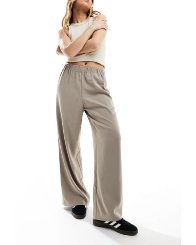 SELECTED Femme - pantalon ample taille haute - beige - Gris