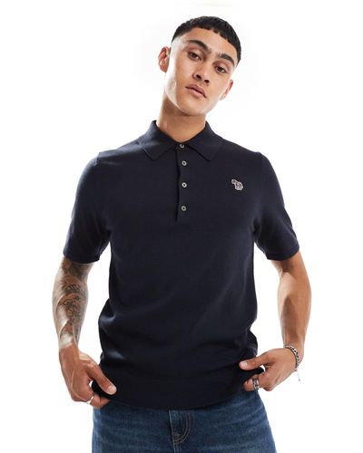 PS by Paul Smith Knitted Polo With Zebra Logo - Blue