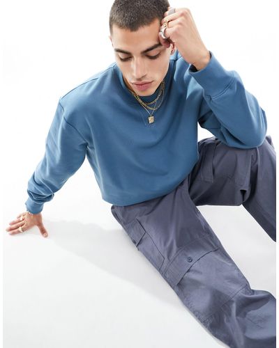 ASOS – schweres oversize-sweatshirt - Blau