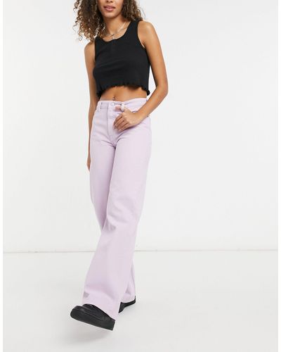 Monki Yoko - jean large en coton - lilas - purple - Violet