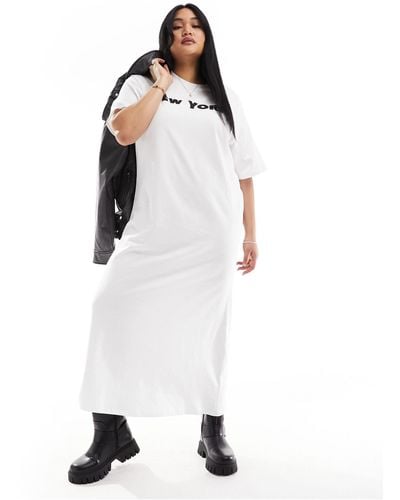 ASOS Asos Design Curve Oversized Midaxi T-shirt Dress - White