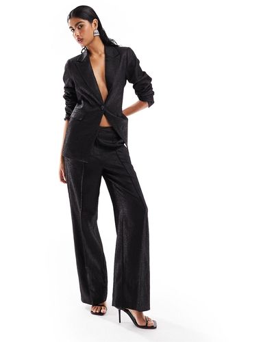 Y.A.S Glitter Tapered Suit Trouser Co-ord - Black