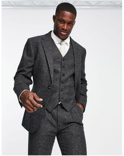 Noak British Tweed Slim Suit Jacket - Grey