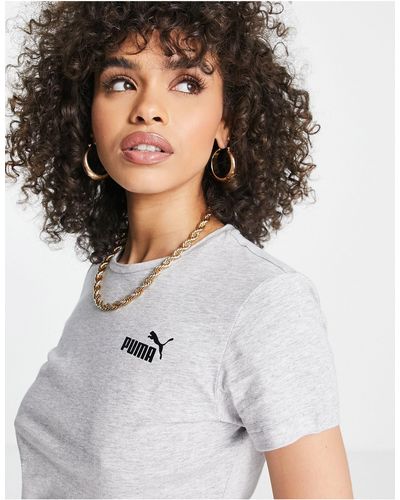 PUMA – essentials – es t-shirt mit kleinem logo - Grau