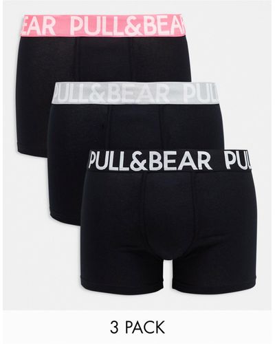 Pull&Bear 3 Pack Boxers With Pink/grey/black Waistbands - Multicolour