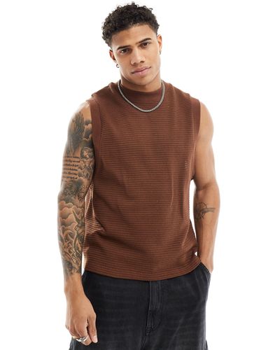 ASOS Relaxed Fit Textured Vest - Brown