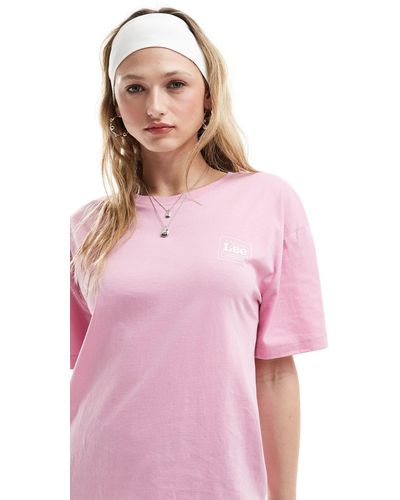 Lee Jeans T-shirt comoda con riquadro del logo - Rosa