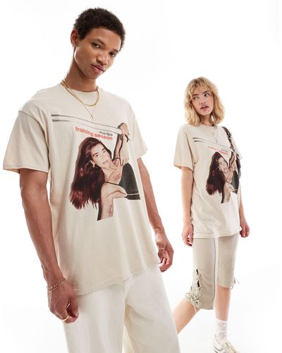 ASOS Oversized Unisex License T-shirt With Dua Lipa Front Print - Natural