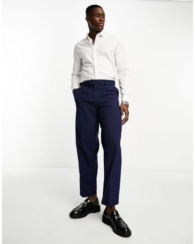 New Look Relaxed Pleat Smart Trousers - Blue