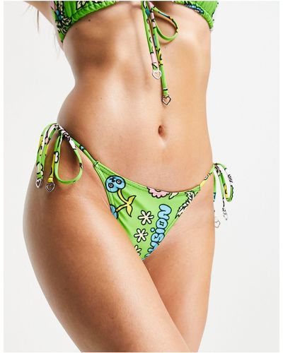 Collusion Slip bikini verdi con stampa grafica e laccetti - Verde
