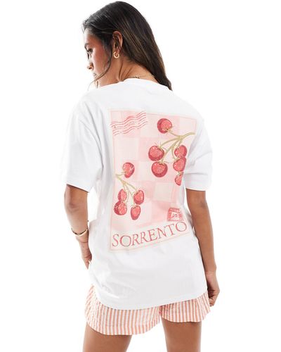 Miss Selfridge Tomato Graphic Oversized T Shirt - White
