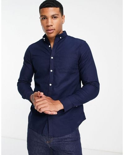 New Look Long Sleeve Oxford Shirt - Blue