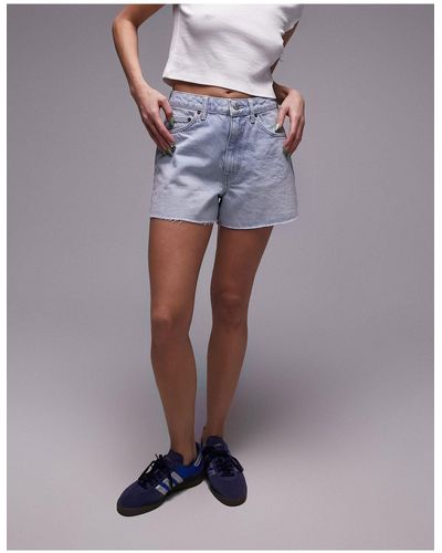 TOPSHOP Denim A-line Mom Shorts - Blue