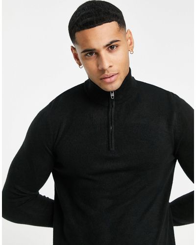 French Connection Half Zip Sweater - Black
