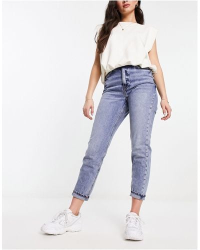 River Island Mom Jeans Met Hoge Taille - Blauw