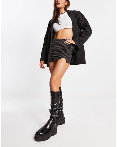 Daisy Street Mini-jupe ultra courte à fines rayures - Noir