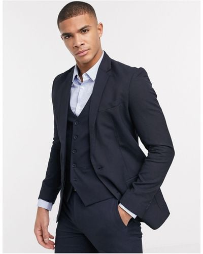 New Look Skinny Suit Jacket - Blue