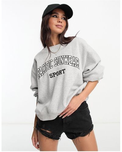 PacSun Ruimvallend Sweatshirt Met Varsity Sportprint - Wit