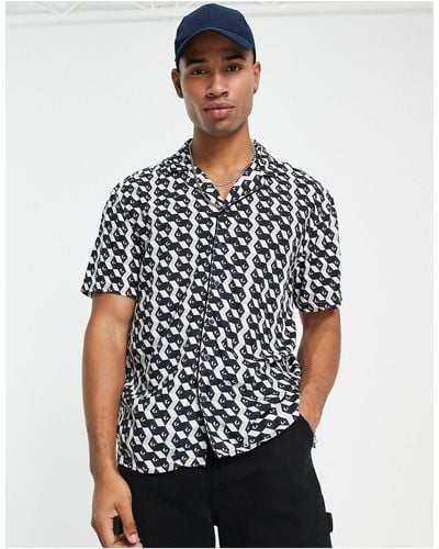 New Look Piped Geo Print Shirt - White