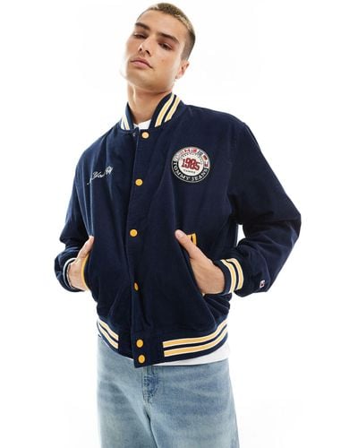 Tommy Hilfiger International Games Unisex Cord Varsity Jacket - Blue