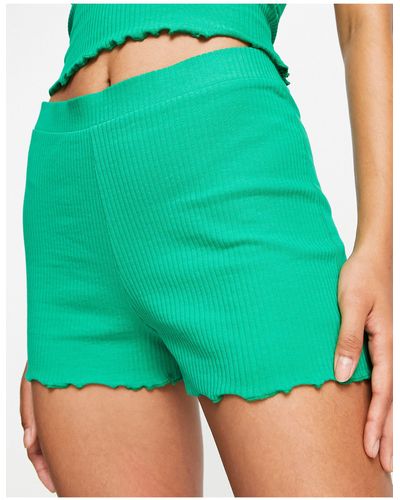 Monki Pantalones cortos s con bordes ondulados - Verde