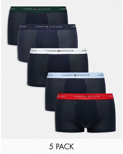 Tommy Hilfiger Signature Cotton Essentials 5 Pack Trunks - Blue