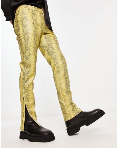 ASOS Skinny Leather-look Pants - Yellow