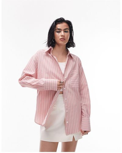 TOPSHOP Chemise à rayures - Rose