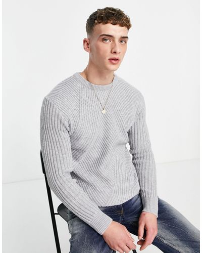 Mennace Slouch Knitted Jumper - Grey