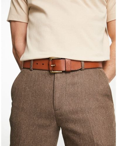 Polo Ralph Lauren – gürtel aus hellbraunem glattleder mit polospieler-logo