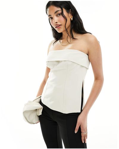 4th & Reckless Tailored Side Split Button Back Top - White