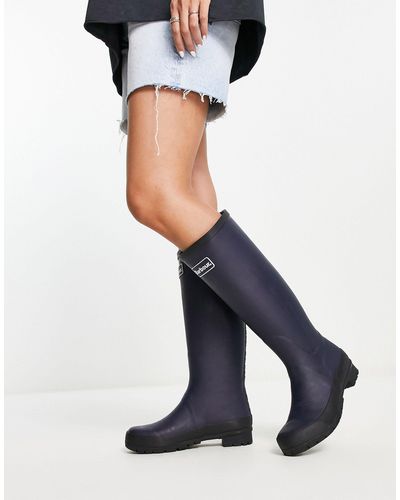Barbour Abbey Tall Wellington Boot With Logo Detail - Blue