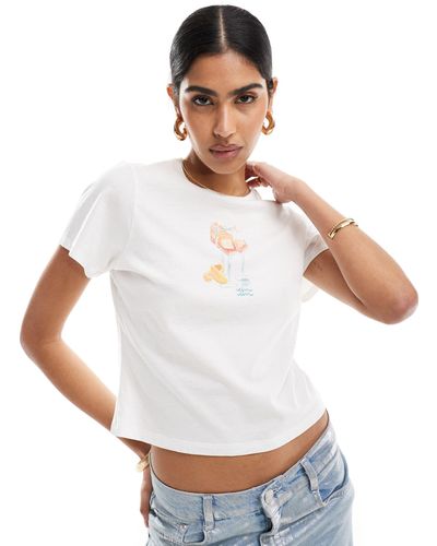 Abercrombie & Fitch Camiseta blanca con estampado central - Blanco