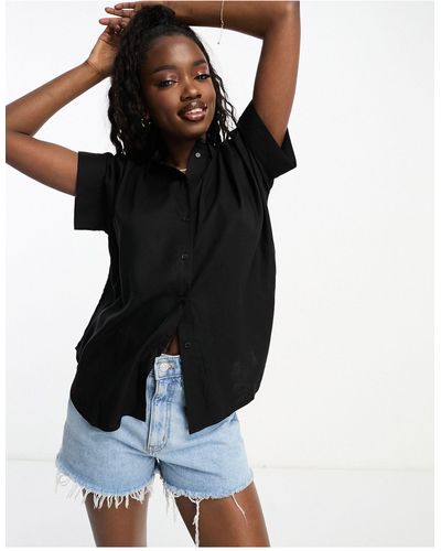 Monki Blouse oversize coupe carrée - noir