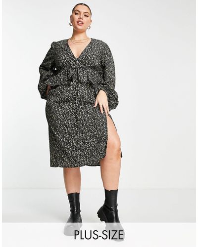 Missguided Midi-jurk Met Ruches - Zwart