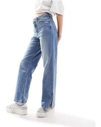 ASOS Easy - jeans dritti con spacco sul fondo - Blu