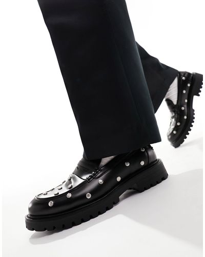 Truffle Collection Chunky Studded Loafer - Black