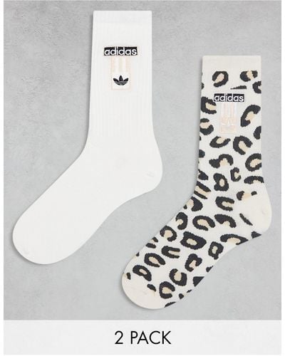 adidas Originals – leopard luxe – 2er-pack socken - Weiß