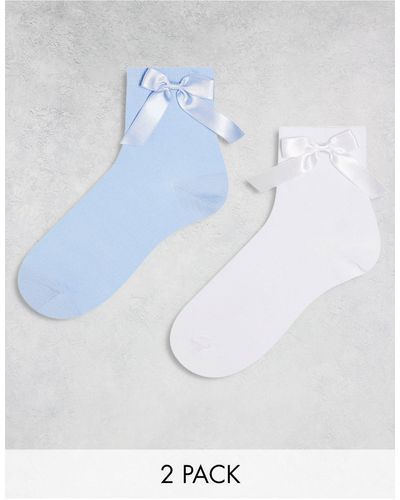 ASOS 2 Pack Bow Ankle Socks - White