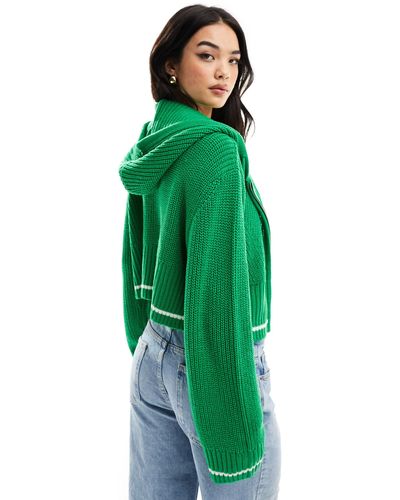 ASOS Knitted Zip Through Hoodie - Green