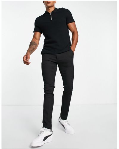 TOPMAN Pronounced Twill Super Skinny Trousers - Black