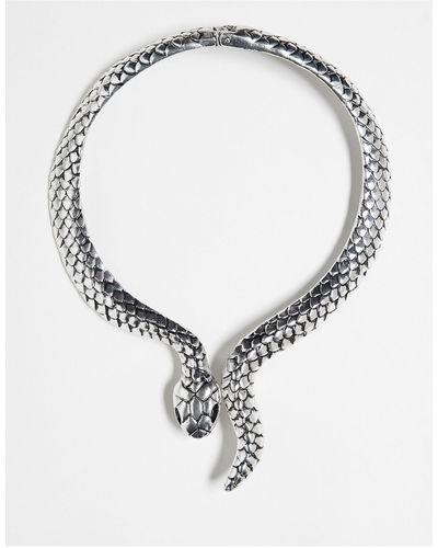 Reclaimed (vintage) Unisex Oversized Snake Necklace - Metallic