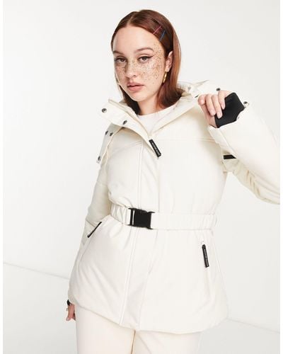 South Beach Ski Padded Coat With Belt - Natural