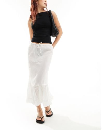 Weekday Pixi Tiered Semi Sheer Midaxi Skirt - White