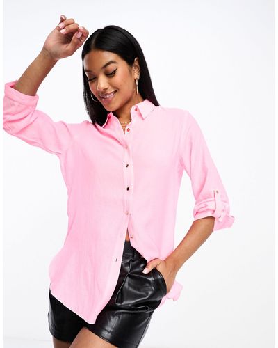 Liquorish Shirt With Gold Buttons - Pink