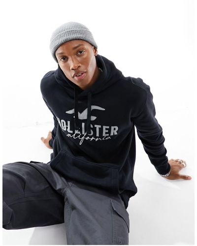 Hollister Cord Tech Logo Hoodie - Black