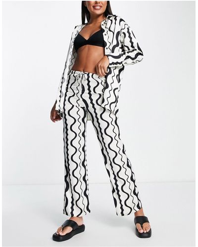 4th & Reckless Neviah Satin Trousers Co-ord - White