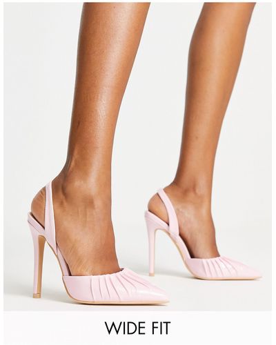 Glamorous Patent Heel Court Shoes - White
