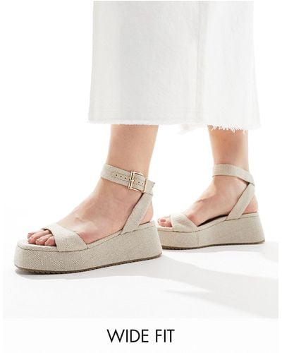 ASOS Wide Fit Tantoo Flatform Sandals - White