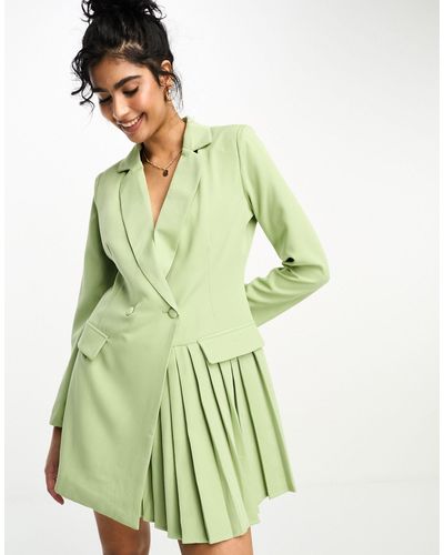 In The Style Vestido estilo americana con detalle plisado en el bajo de - Verde